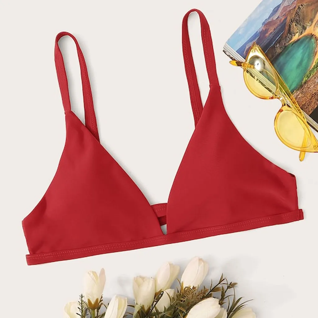 red padded bikini top