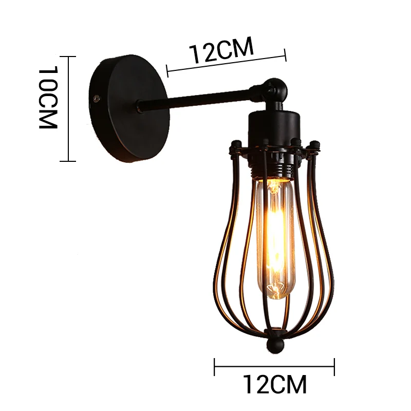 Промышленный Декор Ретро металлический светодиодный настенный светильник американский стиль винтажная лестница Wandlamp клетка из железной проволоки бра для спальни Цоколь E27