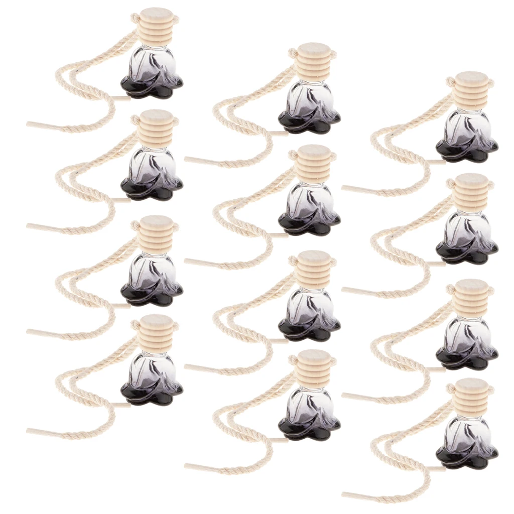 12 Pieces Air Freshener Car Printed Hanging Diffuser Bottle 10ml Perfume Fragrance Bottle Flower