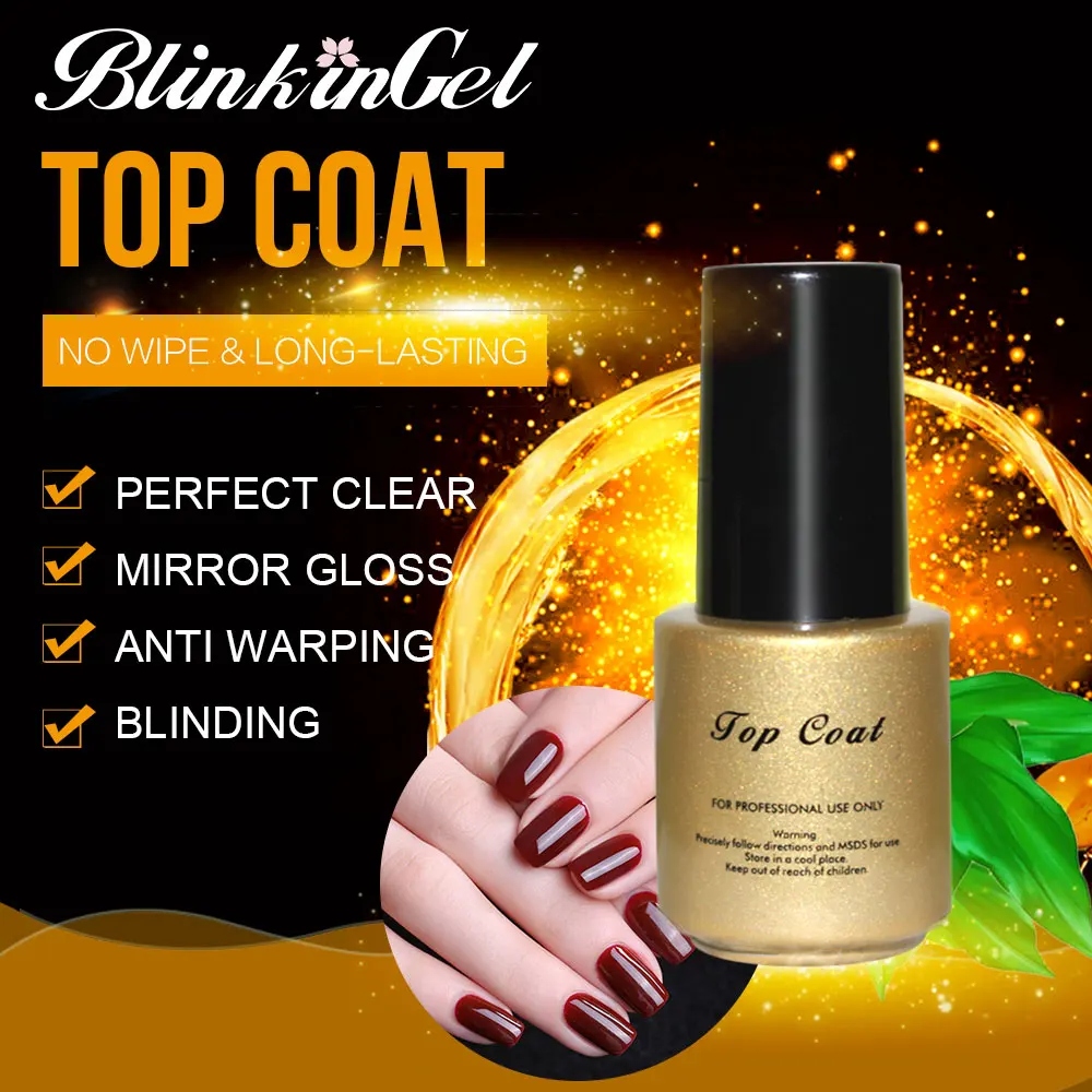 BlinkinGel 1 шт. смолы для ногтей Top Coat на водной основе замочить от УФ верхний слой не вытирайте