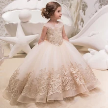 Novos Vestidos Da Menina de Flor Para Casamentos Lace vestido de Baile vestido Sem Mangas Crianças vestido de Noite Vestido de Primeira Comunhão Vestidos Para Meninas Vestido Longo