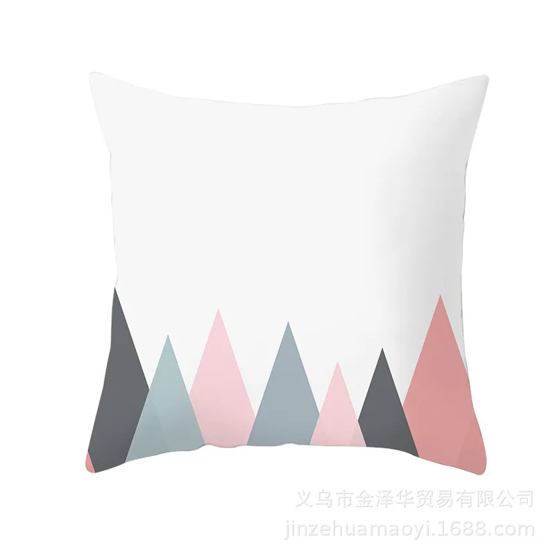 Modern Concise Pillow Cover Case Office Cushion Set Pink Colour Geometry Printing Decoration Home Furnishing Articles - Цвет: 5