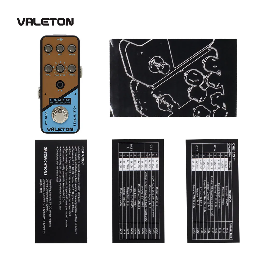 Valeton Korallen Cab Ir Schrank Simulator Von 28 Gitarre Bass Kbs