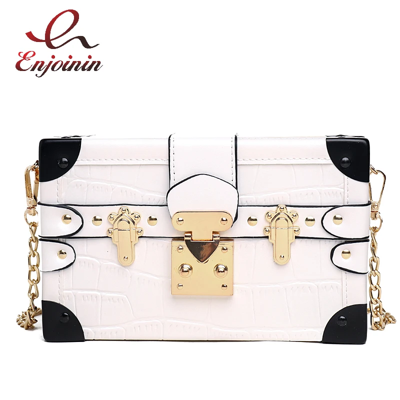 

Fashion Stone Metal Corner Buckle Women Box Style Pary Clutch Bag Shoulder Bag Crossbody Bag Ladies Designer Bag Chain Purse