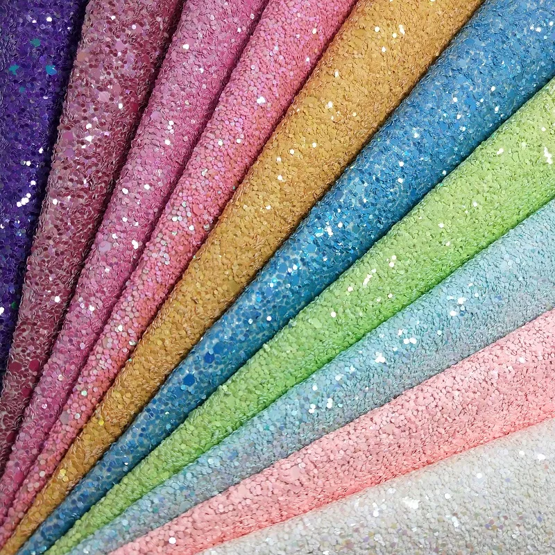 

1PC 21X29CM Synthetic Letaher, Cuero Sintetico CHUNKY GLITTER Faux LEATHER For Making Bows Accessories T109