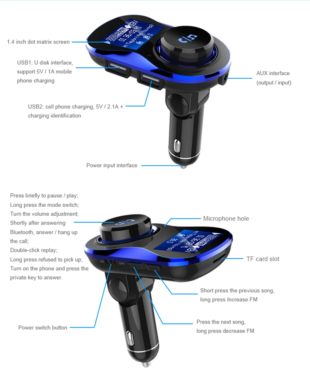 1,4 дюймовый ЖК-экран Автомобильный Bluetooth комплект громкой связи беспроводной Вызов FM передатчик модулятор Поддержка TF карты/U диск MP3 плеер DY380