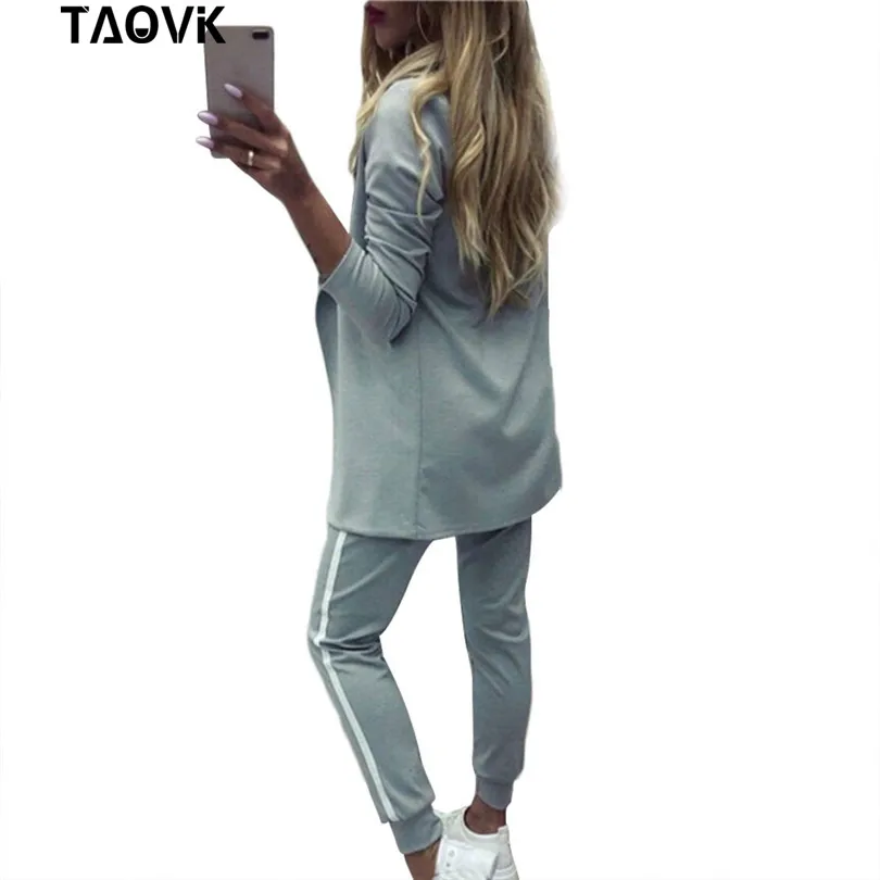 TAOVK Women's Suits Turn-down Collar Jacket White Striped Pant two Pieces Set Pant Suits woman's sport costumes Feminine clothes