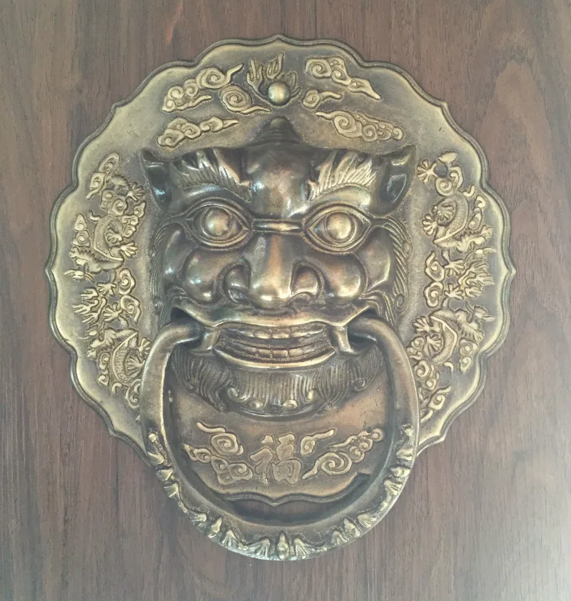 Shin! Chinese antique wood door door handle copper lion head wooden door handle Shoutou door knocker copper handle shin chinese antique door handle copper lion retro handle shoutou knocker copper handle accessories