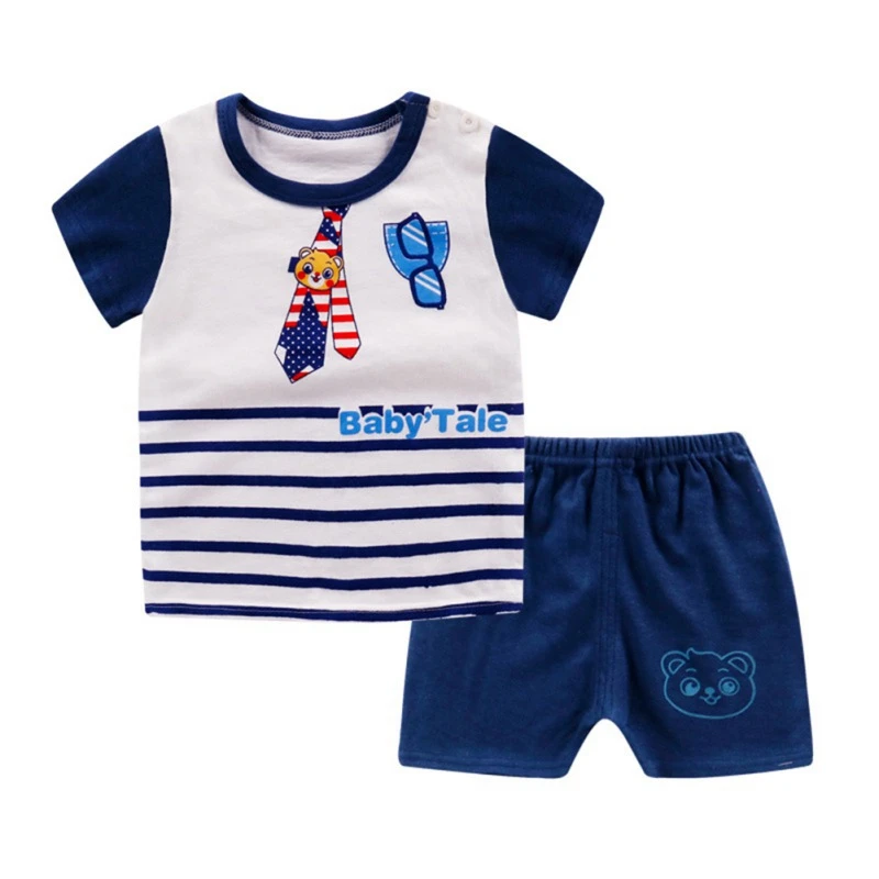 

Summer Baby Boys Clothes Kid Girls clothing Sets Cute Cartoon Print Short Sleeve T-shirt Tops+Shorts Casual