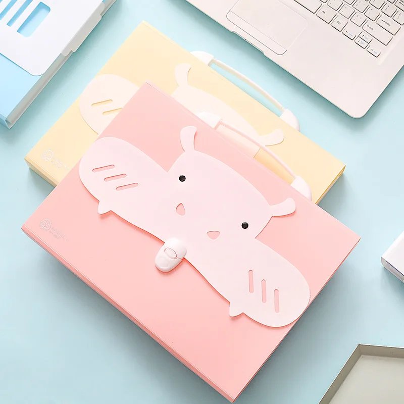 

Cute hippo shape school student document organizer folder large capacity expanding wallet paper storage bag stationery gift A4