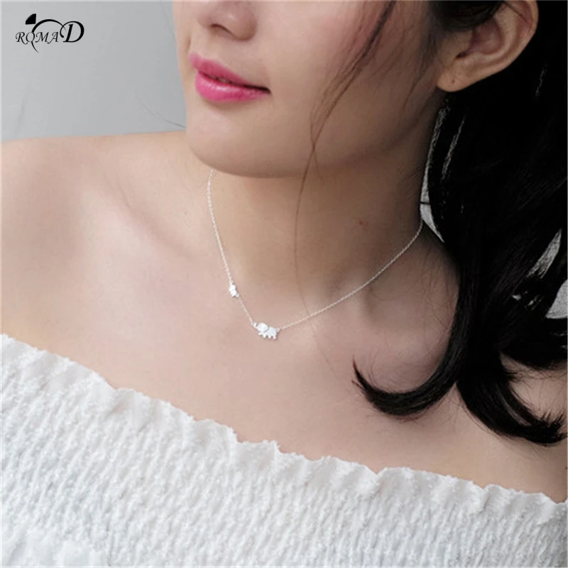 

High Quality Lovely Lucky Silver Elephant Necklaces Korean Version Of The Clavicle Necklace Dumbo Flying Elephant Necklace A30