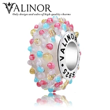 Dulce caramelo granos de cristal charms Plata de Ley 925 Pulseras y Brazaletes para Las Mujeres Joyería GCLL022