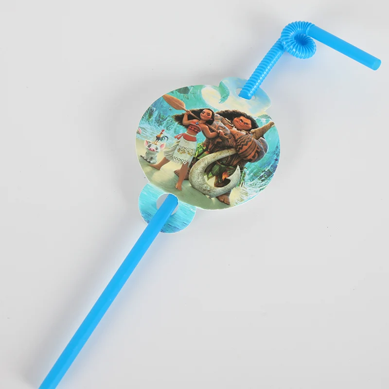 

10pcs/lot Disney Moana Disposable Straws Kid's Birthday Party for Baby Shower Supplies Children's tableware for drinks