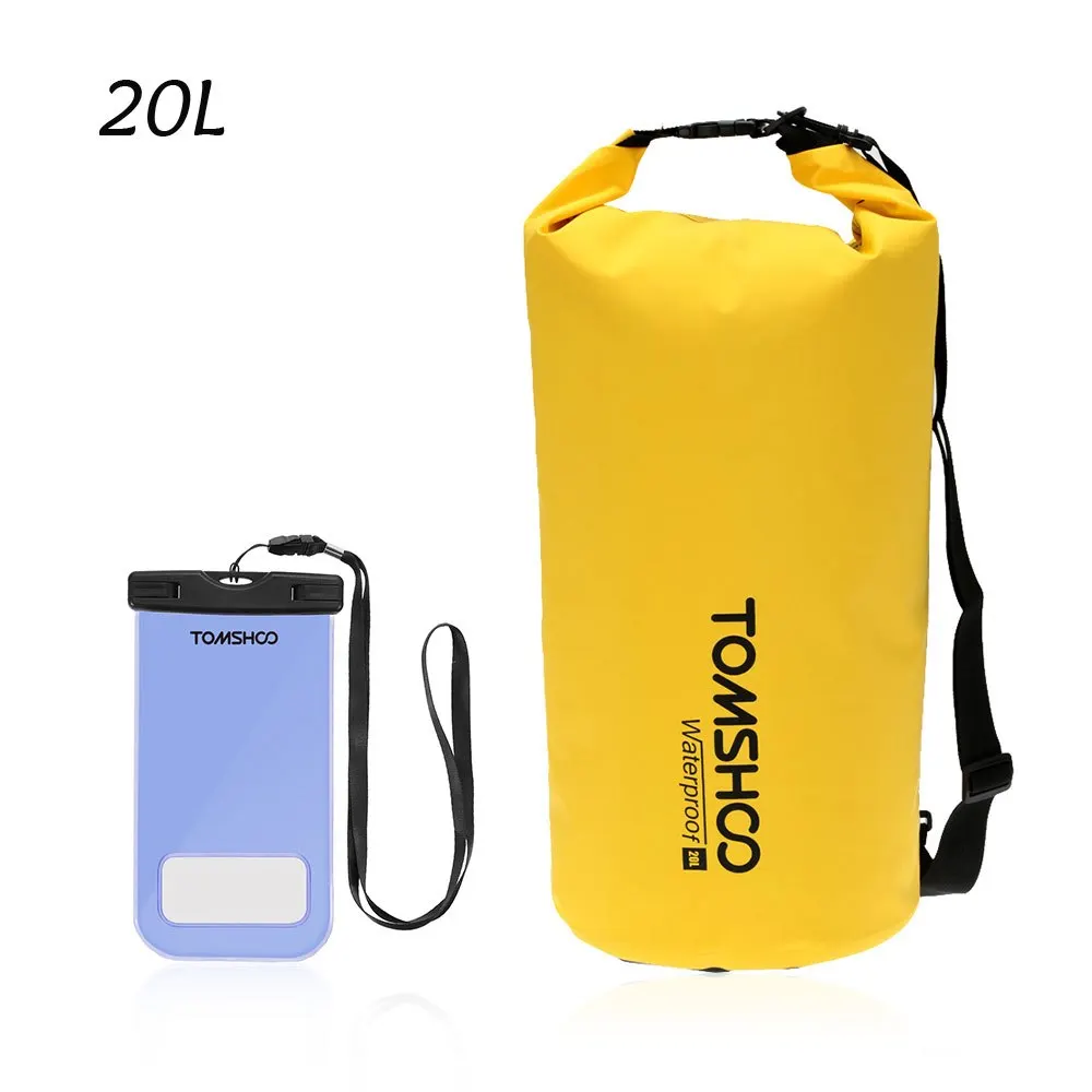 Yellow 20L TOMSHOO 10L 20L водонепроницаемые сумки для плавания сумка для хранения сухих мешков с чехлом для телефона для путешествия на плотах катание на байдарках каноэ кемпинг - Цвет: Yellow 20L