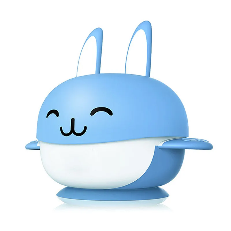 

Baby Food Tableware Dish Baby Sucker Bowl With Spoon Fork Kids Training Dishes Food 6 Pcs/Sets Rabbit Sucker Feeding