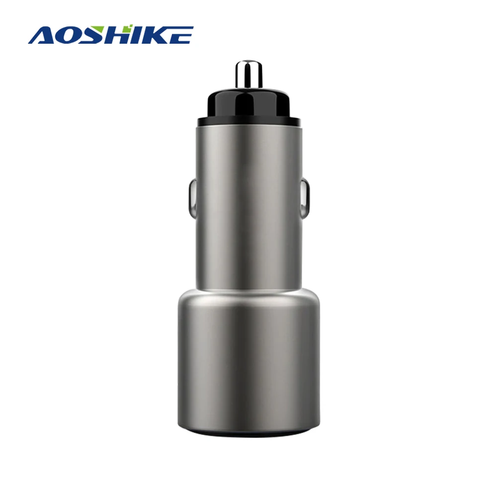 

AOSHIKE Zinc Alloy Car Charger QC3.0 Fast Charge Dual USB Smart Output 5V/5.4A Car Charger Cigarette Lighter One For Two