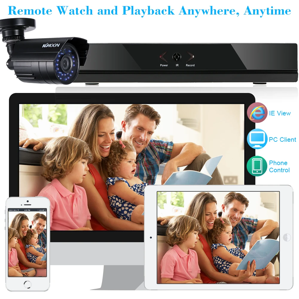 KKmoon 1080N AHD DVR 4CH 1080 P AHD водонепроницаемый ИК-детектор движения ночного видения CCTV камера для системы видеонаблюдения 1 ТБ HDD