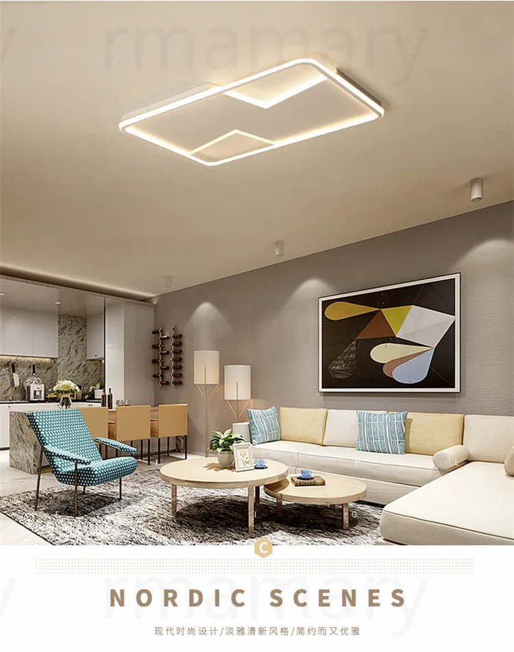 

Dimmable+remote control Modern Led Ceiling Lights For Living Room Bed room Study Room AC90-265V Square/Rectangle Ceiling Lamp