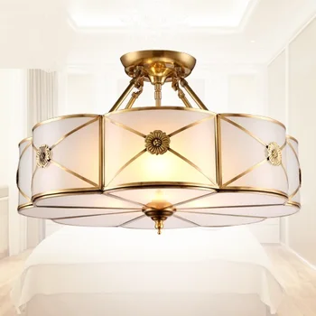 

A1 American copper copper lamp lamp Chinese lamp ceiling ceiling lamp European semi simple modern bedroom ZL307