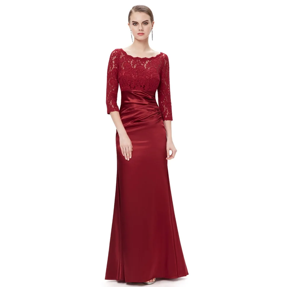 Robe De Soiree Ever Pretty женские элегантные вечерние платья винтажные атласные кружевные вечерние платья с рукавом три четверти