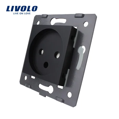 Livolo diy части, ЕС стандарт Израиль розетка, AC 100~ 250V 16A настенная розетка, C7-C1IL-11, без стеклянной панели - Цвет: Black