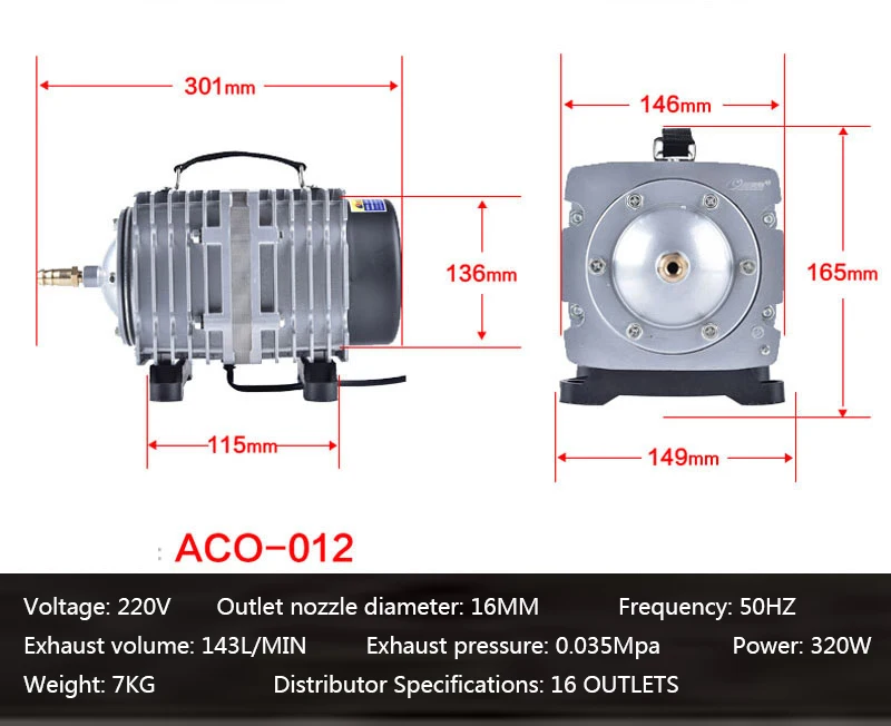 Ресун ACO-001 культура Аквариум Пруд воздушный насос электромагнитный кислородный насос воздушный насос кислородный насос 18 Вт