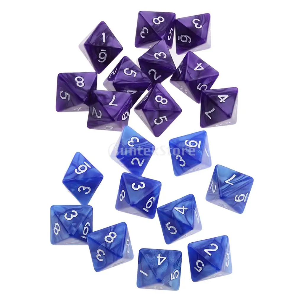 20pcs 8-Sided D8 Dices for D&D Dungeons & Dragons Roleplaying Game RPG Accessory Purple Blue