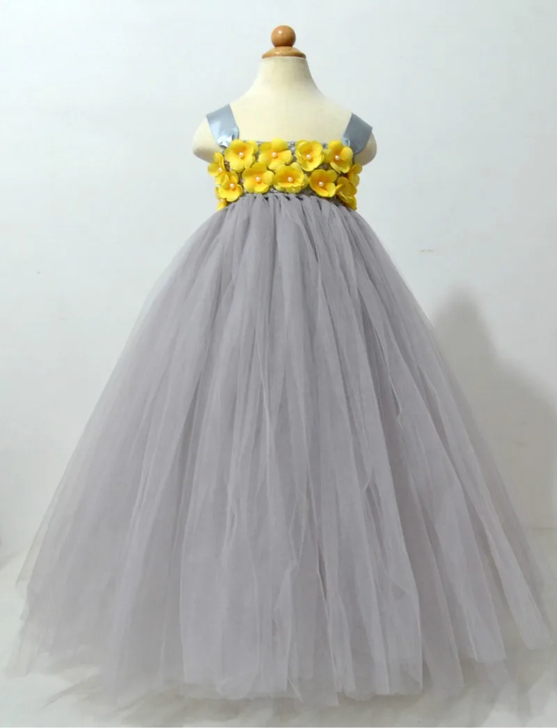 grey dress with yellow flowers
