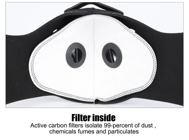 Mascarilla para entrenar con filtro carbón activado PM 2,5,