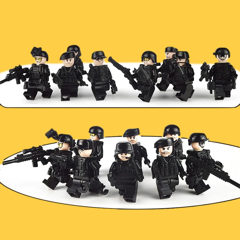 

8pcs/set city police series blocks military minifigures SWAT brick guns special forces soldiers compatible LEGOblock oyuncak toy