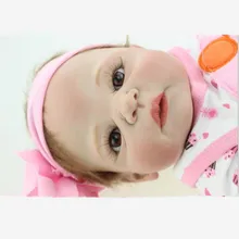 22″ Victoria rooted brown mohair Handmade full Silicone Lifelike Baby Bonecas Bebe Doll Reborn for kid brithday Christmas gifts