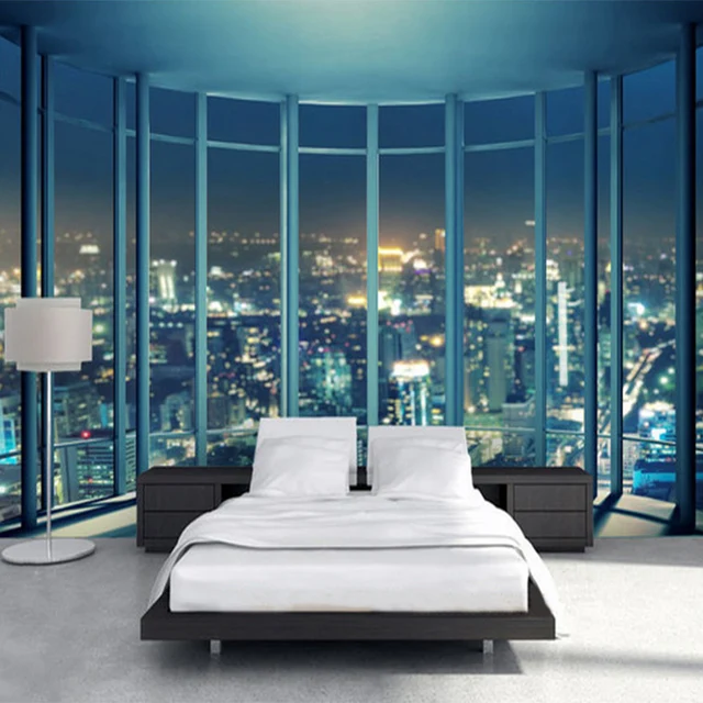 3D Wallpaper Bay Window Bustling Night City Landscape Mural Living ... 3D Wallpaper Bay Window Bustling Night City Landscape Mural Living ...