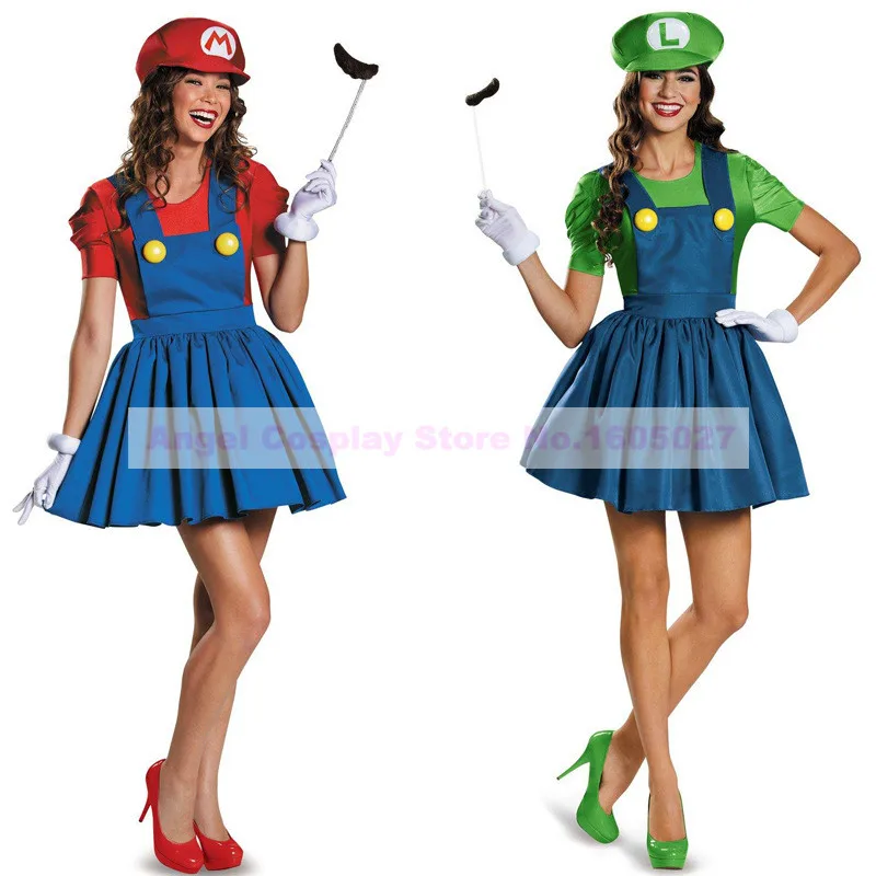 Game Super Mario Luigi Brothers Look Party Kostuum Carnaval Halloween Kostuum Voor Vrouwen Volwassen Volledige Set 5 Stuks Allinclude|halloween costume|party costumecostume for women - AliExpress