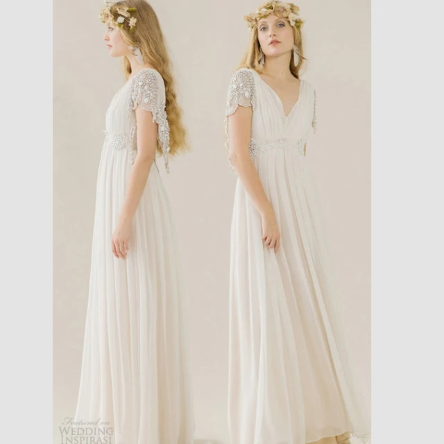 2017 Summer Boho Wedding Dresses White Short Sleeve Beaded Bridal 2017 Summer Boho Wedding Dresses White Short Sleeve Beaded Bridal Gowns For Party Elegant V Neck