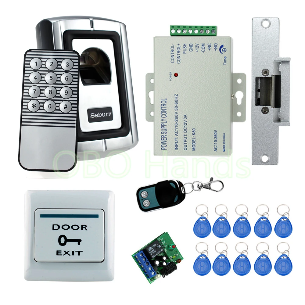 

Free shipping high quality fingerprint door lock system for access control with NC fail safe lock open when power on