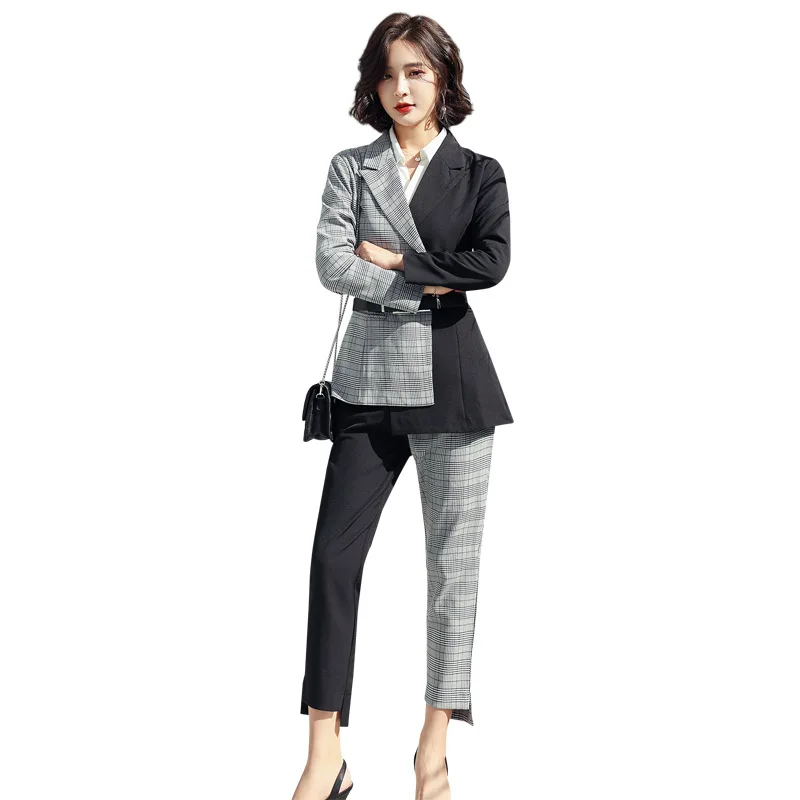 6.1       2、103、暗扣、Women's suit is now popular new women's fashion mosaic suit two-piece suit (jacket + pants) women's business casual suit