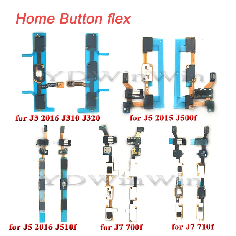 1 шт. Главная Кнопка Flex кабель+ для разъема для наушников, лента с принтом Jack для Samsung Galaxy J3 J310 J320 J5 J500 J510 J7 J700 J710 версии