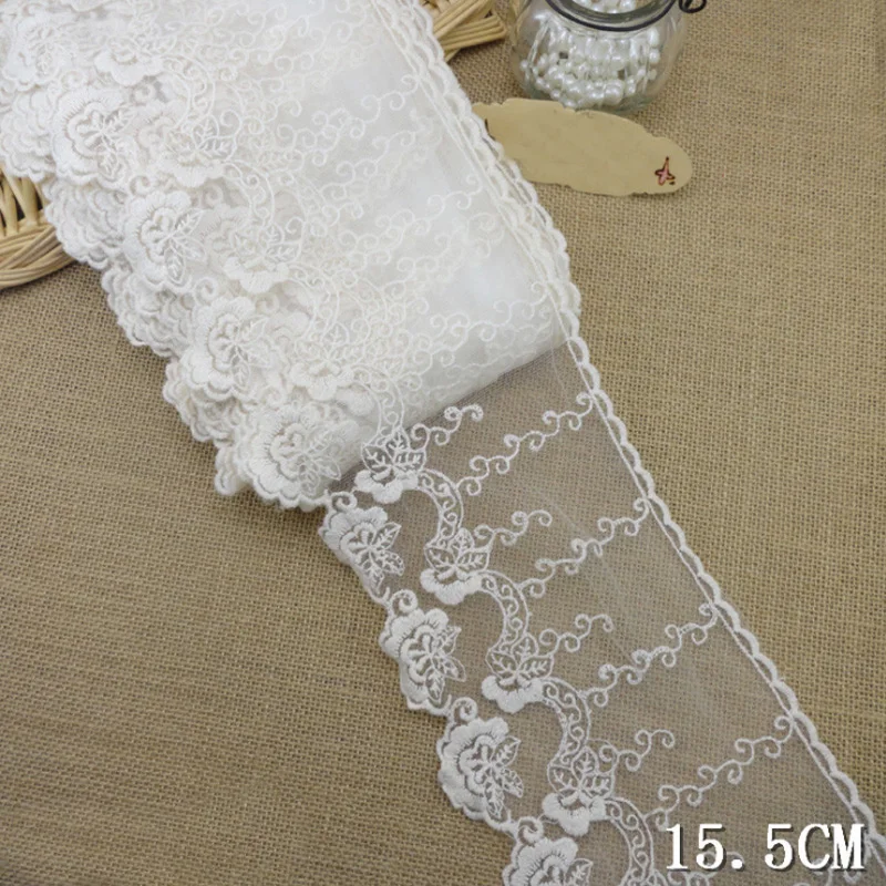 

1yard/lot 15.5cm wide Embroidered Tulle Lace trim mesh lace trim ~ Beige~lovely