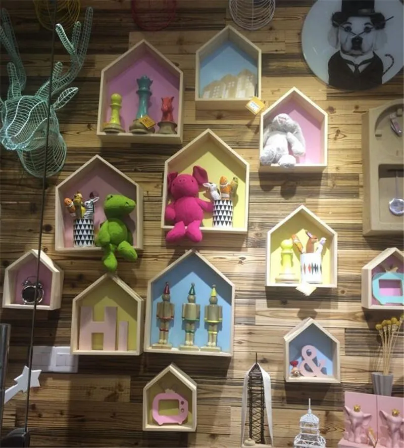 

wooden house shelf children 's room decorated wood doll houses kids baby girls room house shelf wooden wall