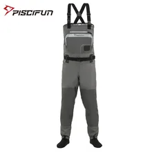 Piscifun Fishing Waders 3-Layer Polyester Breathable Waterproof Stocking Foot Fly Fishing Chest Waders Pants unisex plus 46 fishing waders leg pants super large synthetic leather boots thickening sole one piece fishing waders leg pants