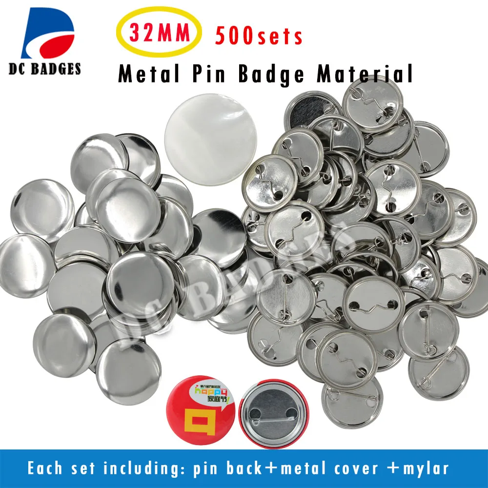 1 1/4"( 32mm) 500sets Metal pinback button badge material badge