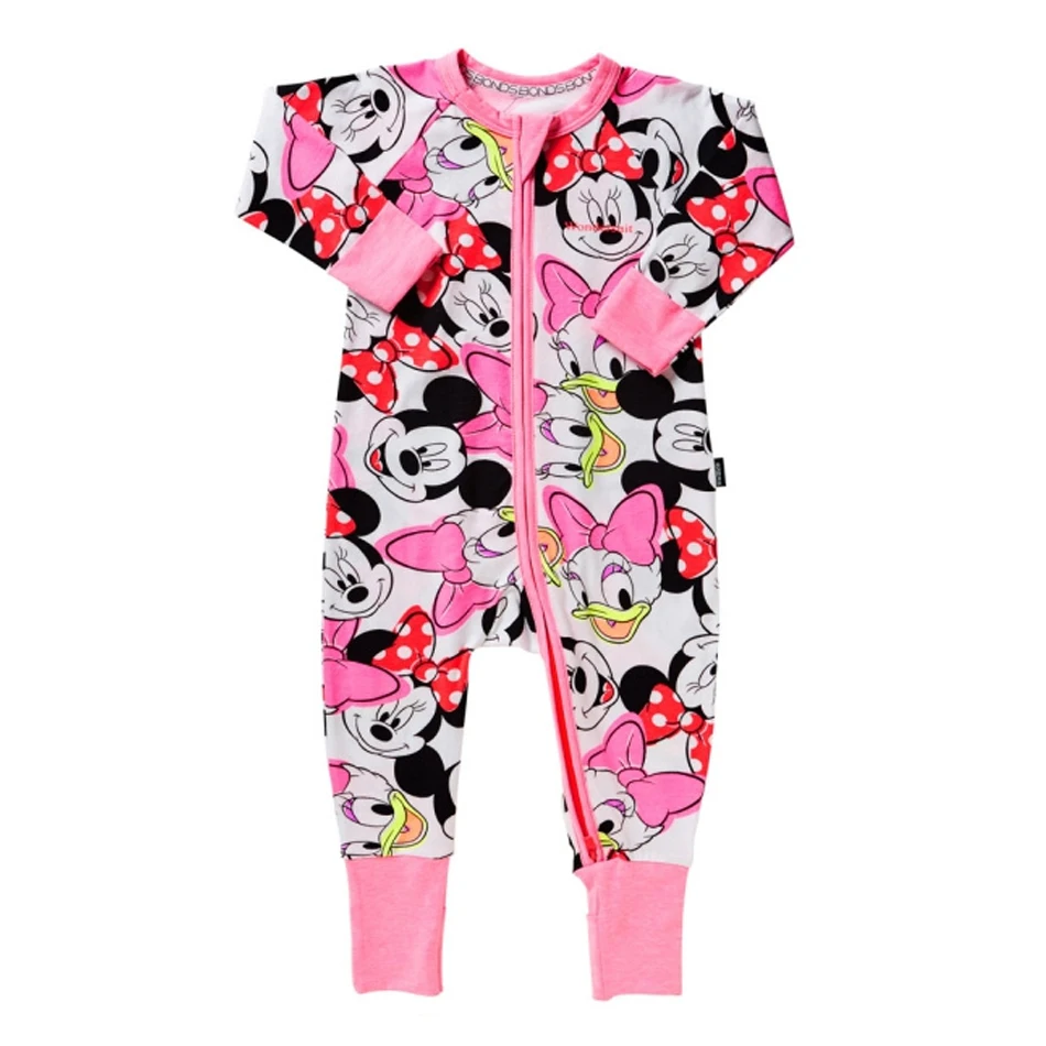 

Cotton Children's Clothing New Newborn Boy Grill Sliders Long Sleeve Infant Long-sleeved Mickey Minnie Overalls Zipper Jumpsuit