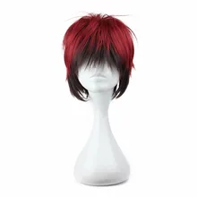 MCOSER 35 см синтетический короткий красный черный смешанный косплей парик Высокая температура волокна волос WIG-169A