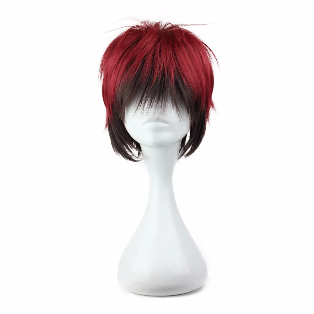 Синтетические короткие волосы MCOSER 35 см цвет красный черный смешанный для