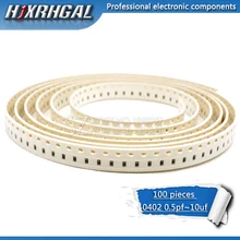 Kit de condensadores de cerámica, 100 Uds., 0402 smd, 0,5pf-10uF, 2,2pf, 3,3pf, 4,7pf, 5,6pf, 6,8pf, 2,2nf, 4,7nf, 6,8nf, 10uf, hjxrhgal