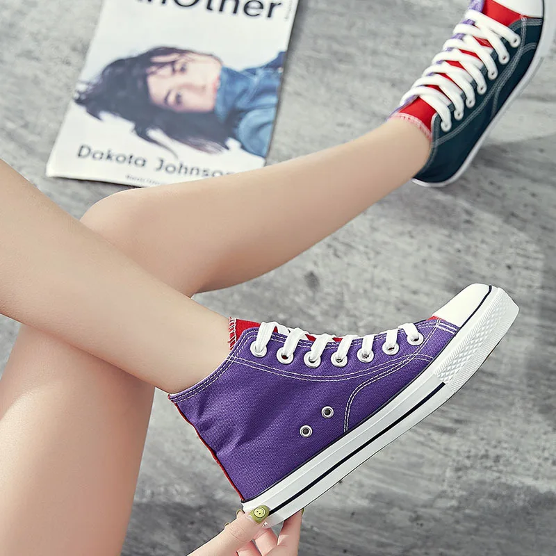 JINBEILEE Couple High-top Skateboard Shoes Men and Women Casual Sports Color Matching Large Size Women Canvas Shoes JINBEILEE Couple High-top Skateboard Shoes Men and Women Casual Sports Color Matching Large Size Women Canvas Shoes
