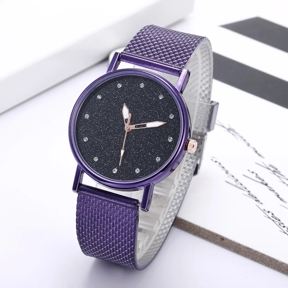 

Fashion Women's Watch Luxury Inlay Diamond Starry Dial Quartz Silicone Tape Business Luxury Ladies Quartz Watch zegarek damski