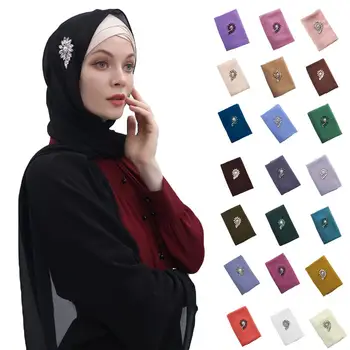 

25Colors Women's Chiffon Scarf Plain Muslim Hijab Head Scarves Wrap Shawl Stole Islamic Headscarf Arab Hijabs Fashion 75*180cm