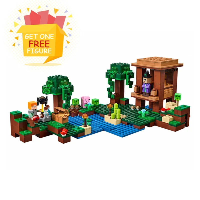 

Bela Compatible Legoe Minecrafte My World Zombies Building Blocks Bricks toys for children compatible 21133 The Witch Hut model
