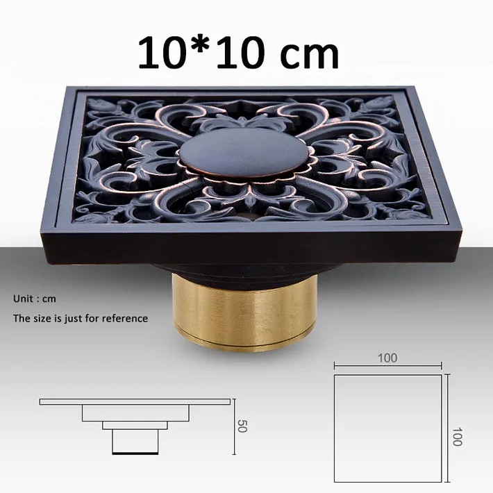 Solid Brass Square Floor Drain Art Carved Shower Ground Drainer,washing